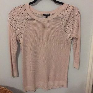 Express Rhinestone Mesh Pink Blouse Small